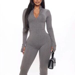 Gray Women's Jumpsuit - Medium